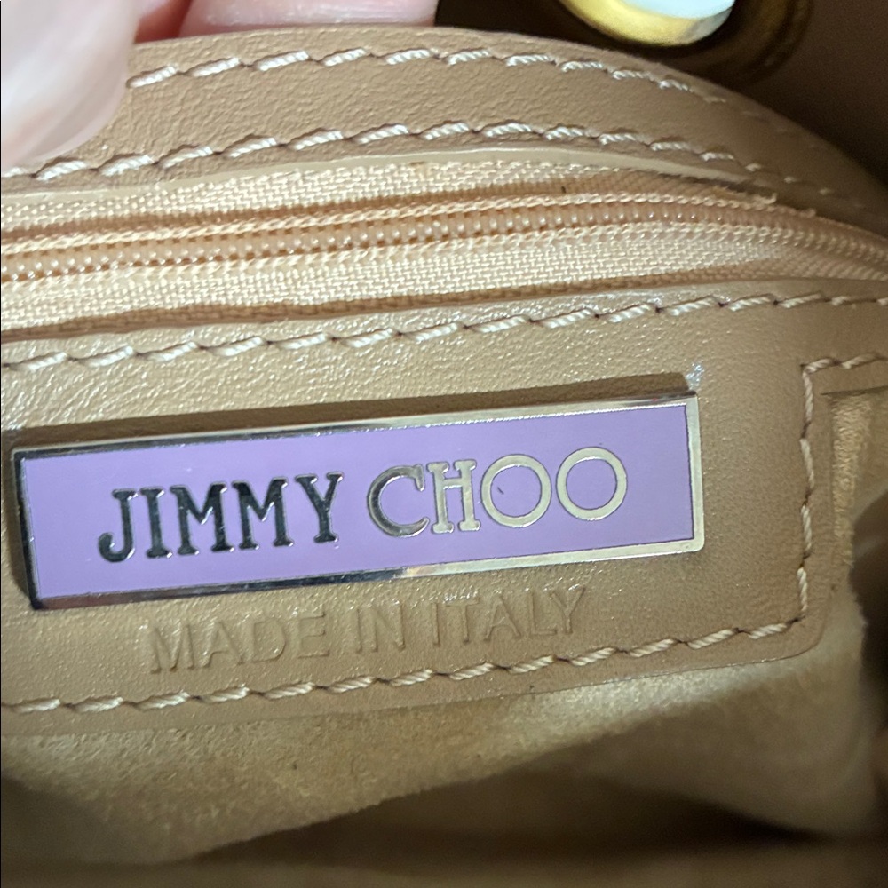 Jimmy Choo Cream Leather Shoulder Bag with Gold Accents - Picture 4 of 9